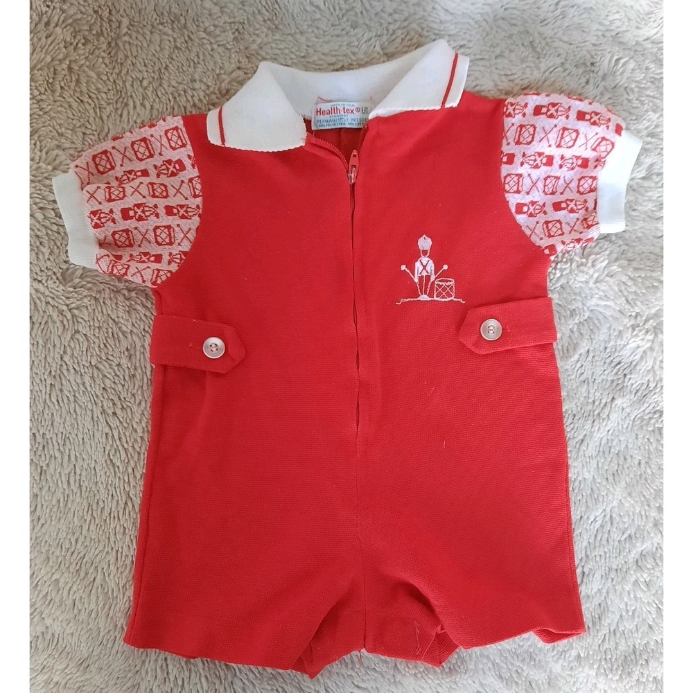 VTG Healthtex Red Drummer Romper 12 Months Infant